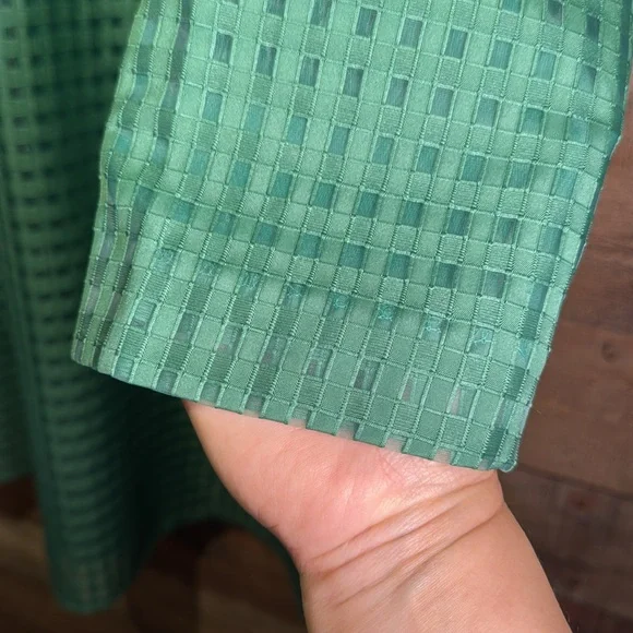 Tuckernuck Emerald Burnout Daphne Dress sz L Ruffle Collar Bow Mini Cocktail - Picture 6 of 15